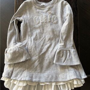 Elsy Baby Gray Dress with Ruffled Sleeves, 2T